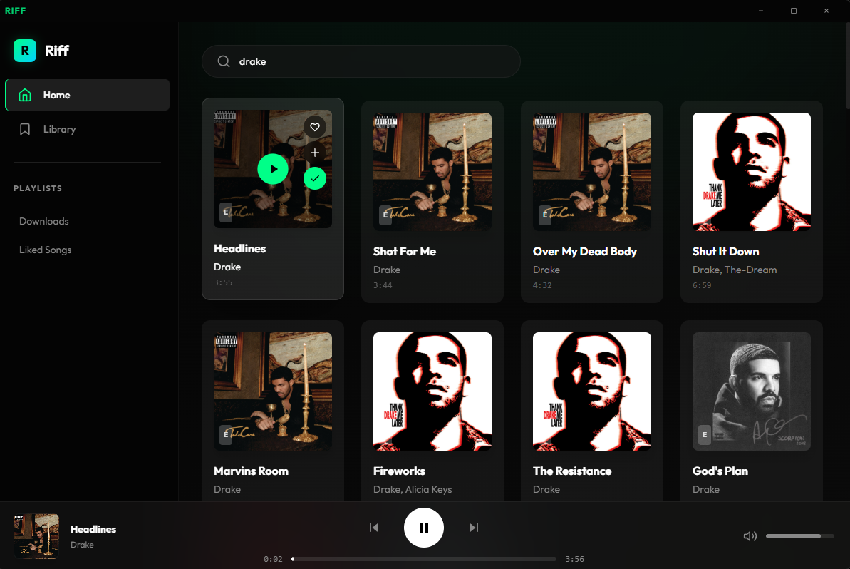 Riff Music Player Interface
